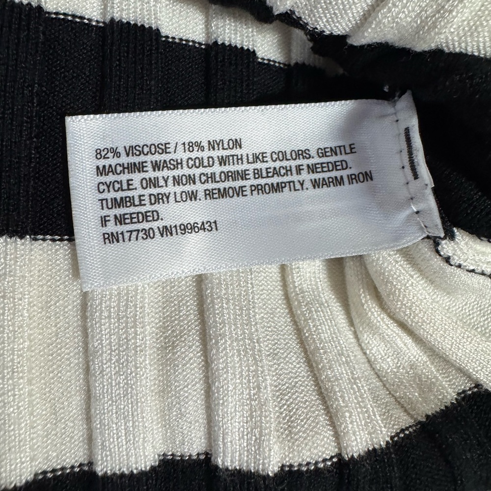 Black and Cream Striped Ribbed Flare Arm Sweater - Picture 4 of 4